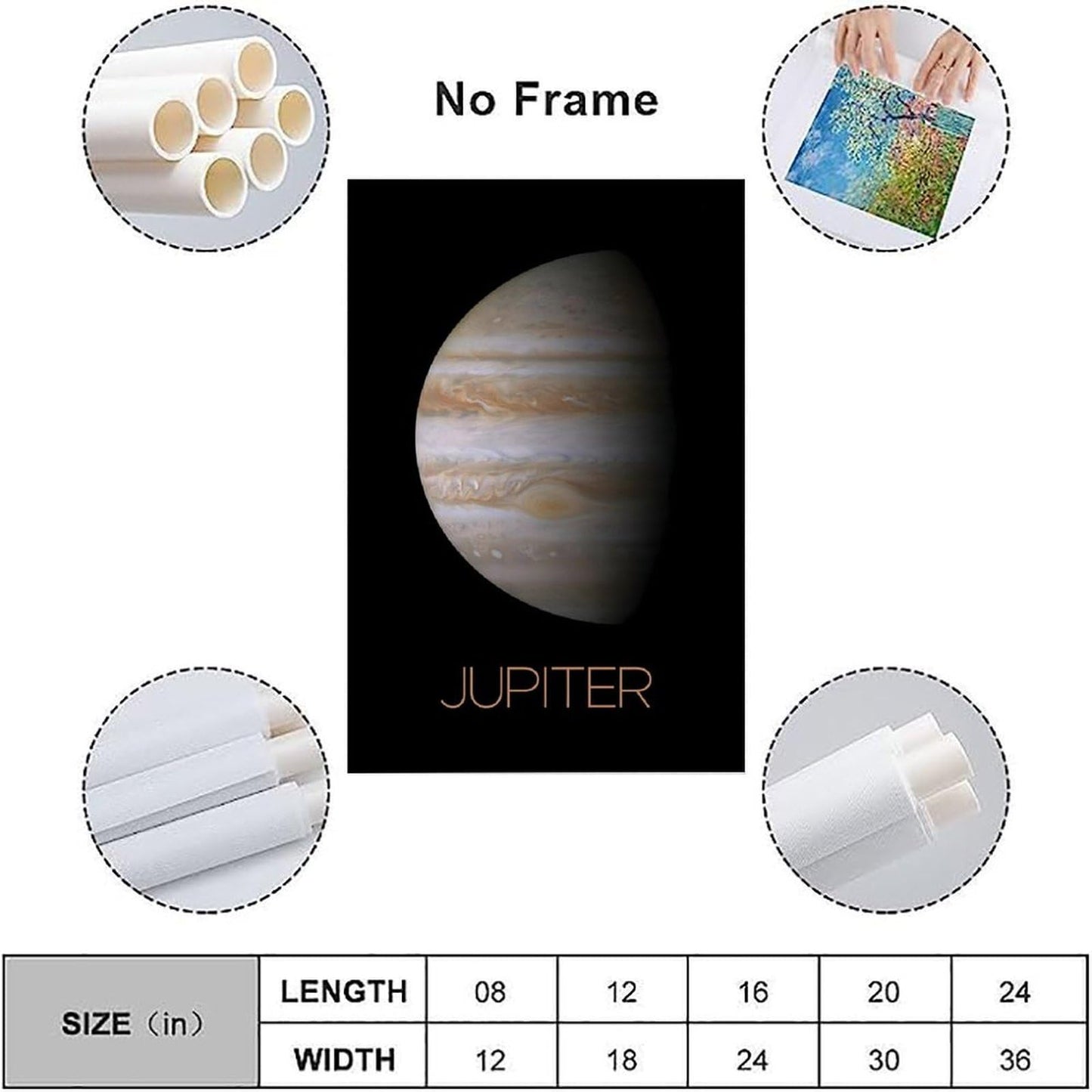 XIAOLOUTINYU Solar System Canvas Wall Art - Jupiter Planet Space Poster for Kids Room Bedroom Classroom, STEM Educational Astronomy Decor, Science Gift for Boys Girls Teens, 16x24 Inch Unframed