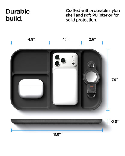 Spigen Modern Valet Tray Premium PU Storage Stylish Organizer Designed for Entryway Bedside Nightstand Desk for Key, Wallet, Watch, Phone, Jewelry, and Everyday Carry Accessories - Black (Sectional)