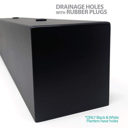 Buhbo Modern Steel Trough Rectangle Planter 16 inch, Black