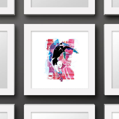 Trends International Gallery Pops Spider-Man: Across the Spider-Verse - Spider-Gwen Glitch Wall Art Wall Poster, 12.00" x 12.00", White Frame Version