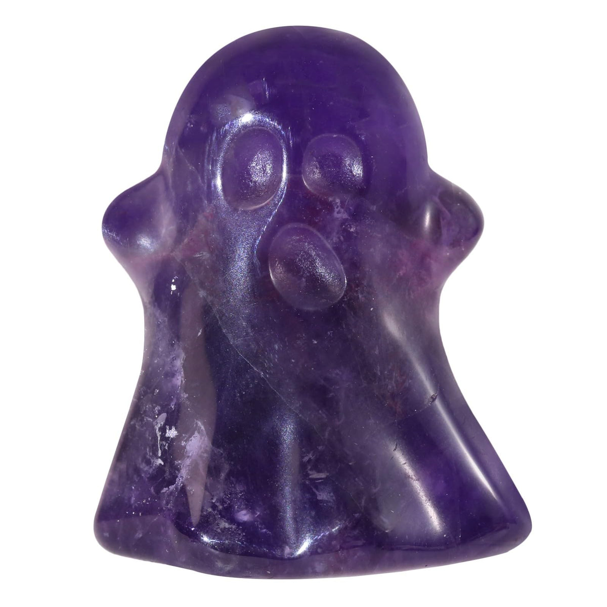 Amogeeli 1 Inch Natural Amethyst Ghost Figurine, Hand-Carved Stone Ghost Statue for Halloween Decoration