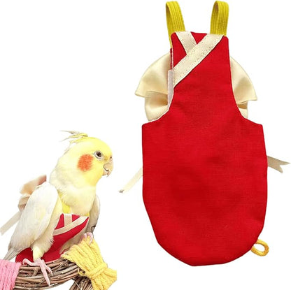 Bird Flight Suits Diapers, Parrot Flight Suits Diapers for Quaker Parakeets Cockatiels Conures Macaw African Grey, Bird Diaper, Parrot Clothes (Red B,S)