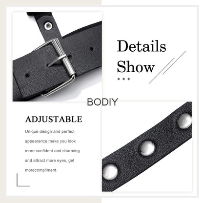 BODIY Punk Women Waist Belt PU Leather Fashion Harness Belts Body Chain Rivet Gothic Halloween Rave Accessory