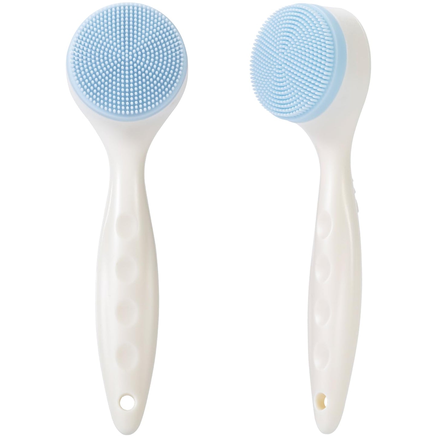 2 Pack Silicone Face Scrubber Exfoliating Brush, Manual Handheld Facial Cleansing Brush Blackhead Scrubber, Soft Bristles Waterproof for Face Skincare (Round-Pink)
