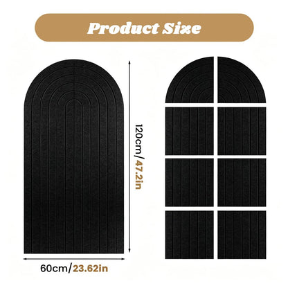 Large Arched Felt Bulletin Board, 47" x 24" Cork Board Alternative with 30 Push pins, 8 Customizable Adhesive Tiles for Office, Home Wall Decor, Photos and Workspace(Black)
