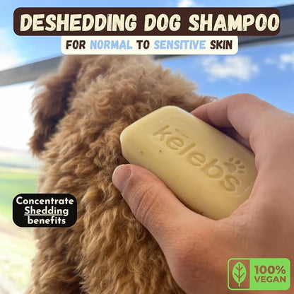Deshedding Dog Shampoo Bar for Shedding Control, Natural Ingredients with Coconut Oil & Shea Butter | No Plastic Waste | Vegan | 3 Bars