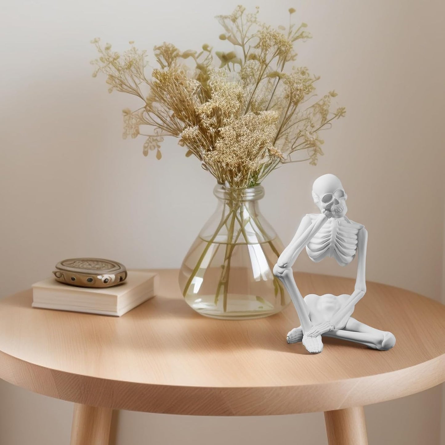 FVFVAHO Skeleton Thinker Statue Resin Sculpture - Abstract Desk Decor for Office & Home, Meditation Room Decor, Unique Gothic Art Collectible