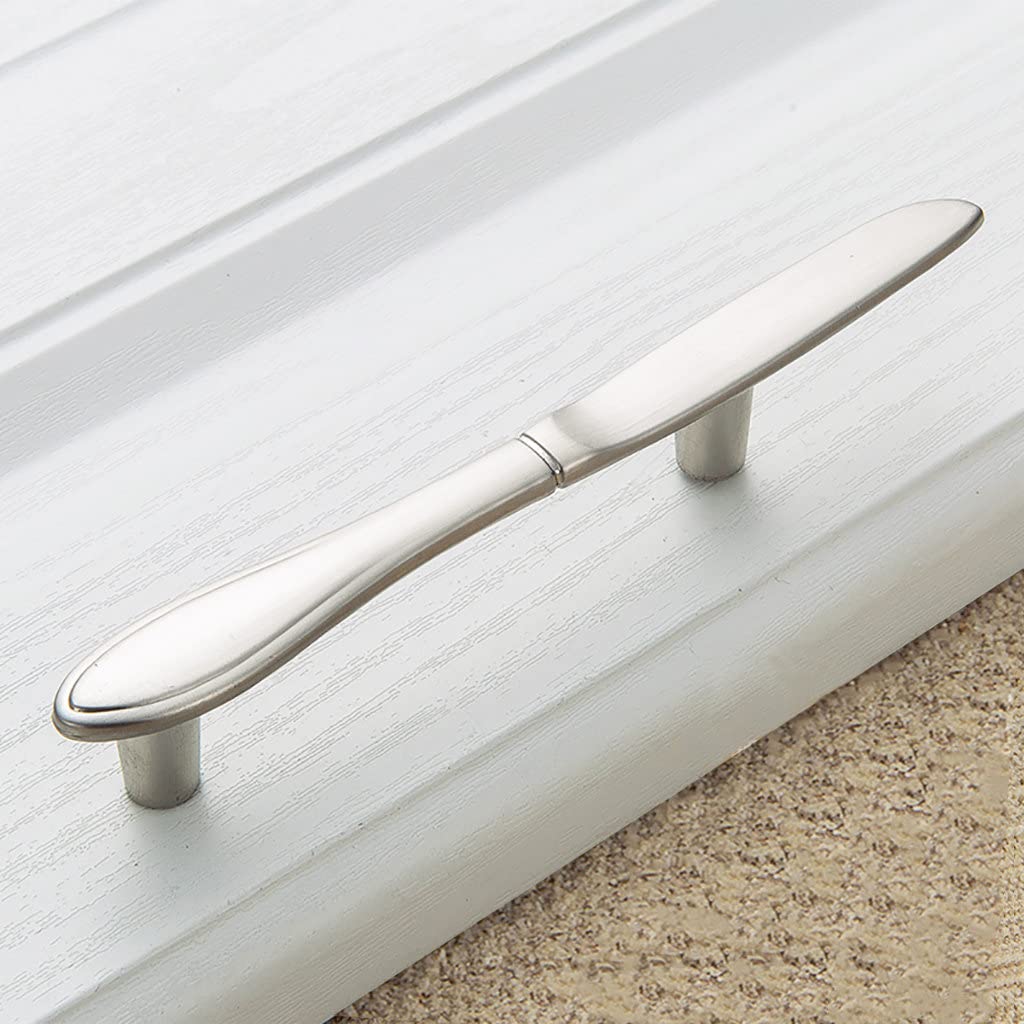 Sinyiol 3Pcs Funny Cutlery Tableware Cabinet Pulls,Creative Spoon Fork Knife Shape 3" Hole Center Vintage Kitchen Cupboard Pulls Handles,Cute and Fun (Mixed Pack, Silver, 3Pcs)