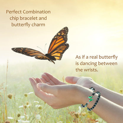 DUQGUHO 2Pcs Butterfly Bracelets for Women Moss Agate Bracelets Green Healing Crystal Bracelet Natural Gemstone Stretchable Jewelry 8mm Beaded Bracelet Gifts for Women