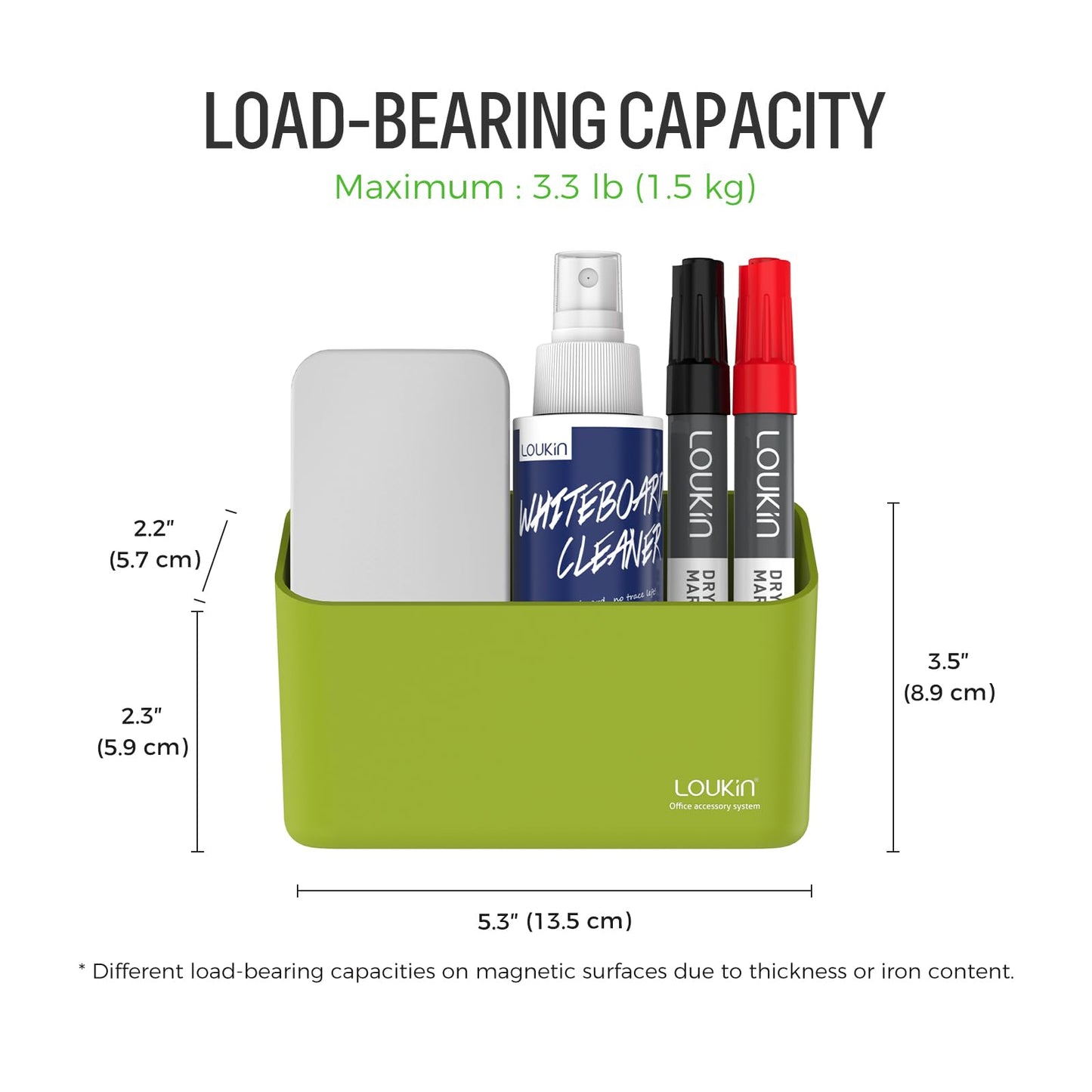 loukin Magnetic Marker Holder, Dry Erase Marker Holder, Remote Control Holder, Magnetic Storage Organizer for Whiteboard or Refrigerators (Green)