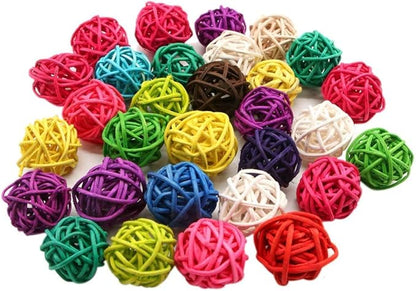 LIUSM 20 Pcs Colorful Handmade Wicker Rattan Balls Decorative, Pet Bird Chew Toy Party Wedding Table Decoration Decorative Crafts Hanging DIY Accessories