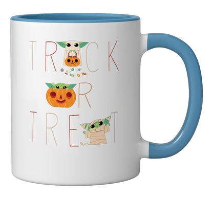 Star Wars The Mandalorian Grogu Trick or Treat Halloween Ceramic Mug, Blue/White