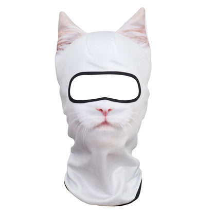 WTACTFUL 3D Animal Ears Balaclava Windproof Face Mask Cover Protection for Music Festivals Raves Halloween Party Riding Skiing Snowboarding Snowmobile White Cat MEB-27