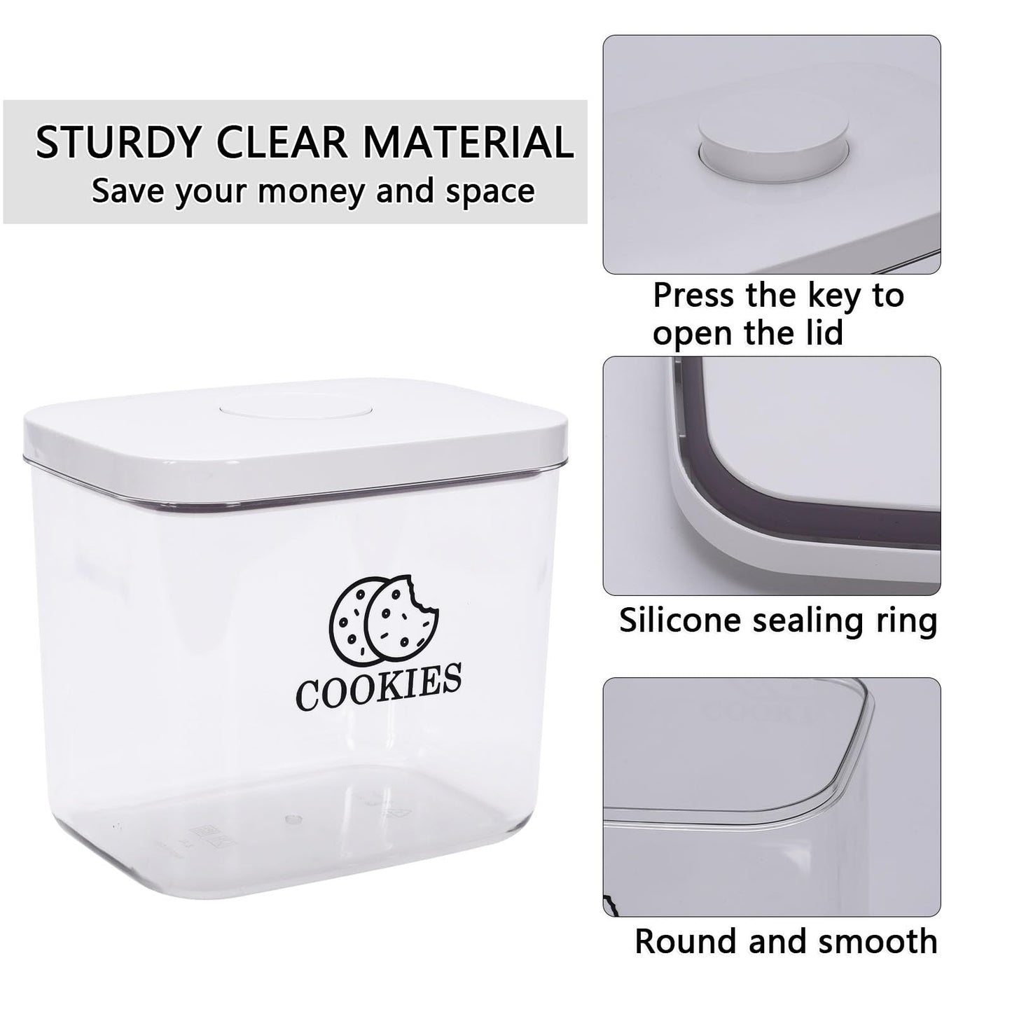 Duimbok Cookie Jar with Airtight Lid,Bread Box for Kitchen Countertop,Time Recording Bread Storage Container, BPA-Free Plastic Containers for Cookies, Homemade Bread, Toast, Bagel, Donut
