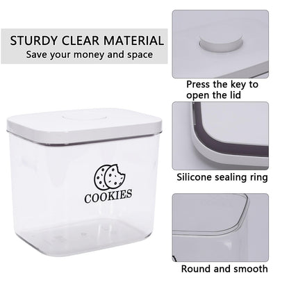 Duimbok Cookie Jar with Airtight Lid,Bread Box for Kitchen Countertop,Time Recording Bread Storage Container, BPA-Free Plastic Containers for Cookies, Homemade Bread, Toast, Bagel, Donut