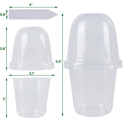 winemana 36 Set Nursery Pots with Humidity Dome, Clear Nursery Pots for Plants, Seed Starting Pots with Drainage Holes & Plant Labels for Vegetables Flowers Garden Plants