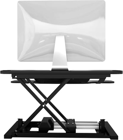 VERSADESK PowerPro™ Elite Electric Standing Desk Converter - App Controlled Desk Riser with USB Charging Port & LED Lights - Height Adjustable, Fully Assembled & Supports 80 lbs | Black (40” x 24")
