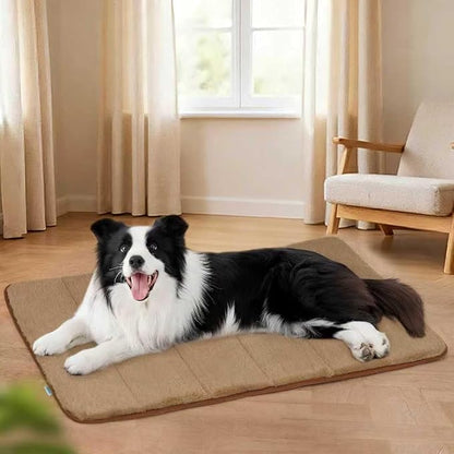 Dog Crate Pad for Large Dog - 35x23 Memory Foam Dog Bed, Washable & Anti-Slip Dog Bed Mat, Ultra Soft Kennel Pad for Dogs Cozy Sleeping Mat, Khaki