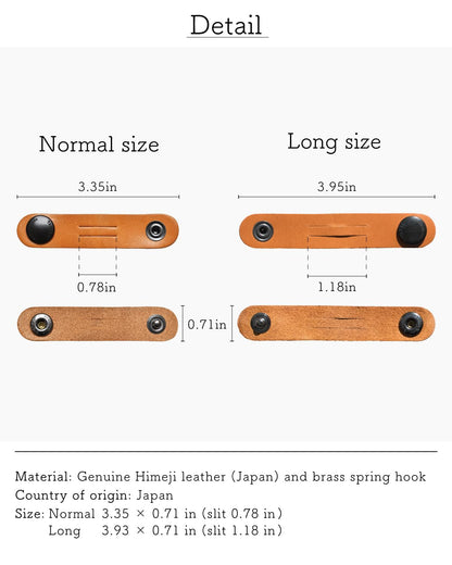 TAVARAT Cord Organizer, Long size, Cable Organizer, Charger Organizer, made in Japan, Genuine Leather, Cable Straps, (Long size, Black, set of 3)