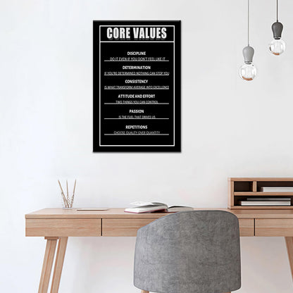 Inspirational Office Wall Art Core Values Motivational Poster for Home Decor Positive Quotes Wall Prints Encouragement Artwork Positive Sayings for Preppy Room Office Wall Decoration [12''Wx18''H]