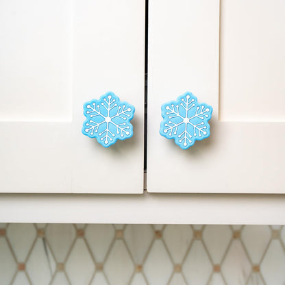 Knobēz: 12pk Snowflake Decorative Knob Covers - Blue Winter Cabinet Decor