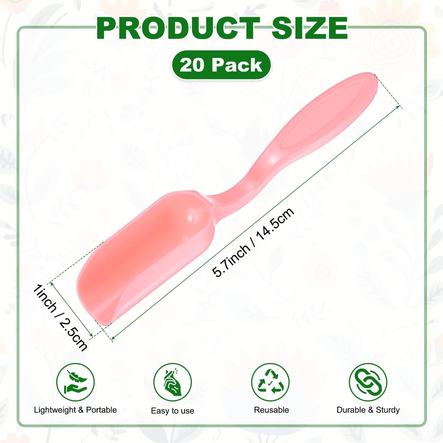 M METERXITY 20-Pack Mini Gardening Shovel Spoons, Plastic Garden Soil Scoops for Cultivation Digging Transplanting/Flower Planting/Plant Succulent, Colorful Small Gardening Tools [Pink]