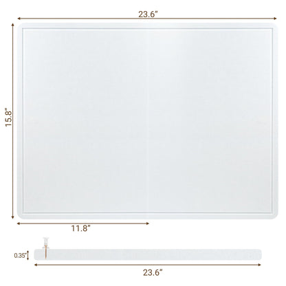 AKTOP Bulletin Board, 24" x 16" Foldable Felt Notice Pin Board for Wall, Decorative CorkBoard Photo Display Board with Self-Adhesive Tape, Vision Board Cork Board Alternative with 25 Pushpins - White