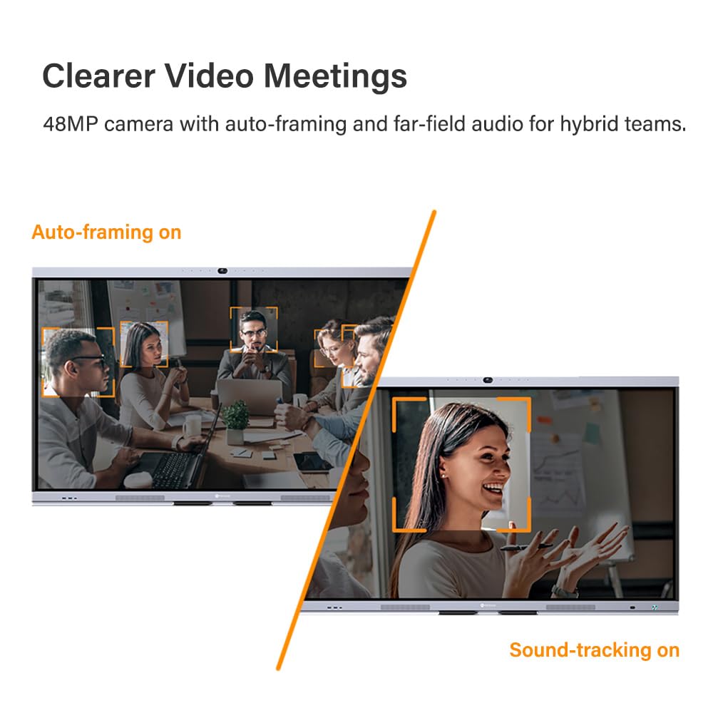 AG Neovo 75" Smart Board with Camera and Microphone, Google EDLA Certified Interactive Whiteboard for Business, Android 13, Wireless Screen Sharing, Digital Whiteboard (IFP7504P-AO)
