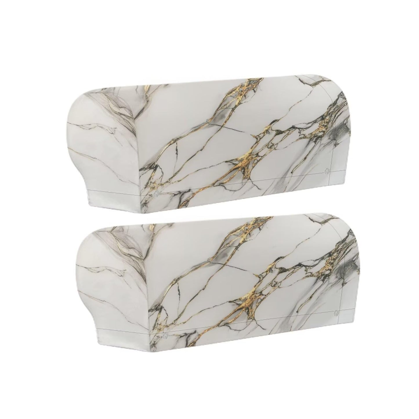 Qehuruxo White Marble Sofa Arm Covers Stretch Armrest Covers Washable Couch Arm Cover Stains Resistant Recliner Armchair Cover Anti-Slip Armrest Slipcovers Set of 2 Furniture Protector
