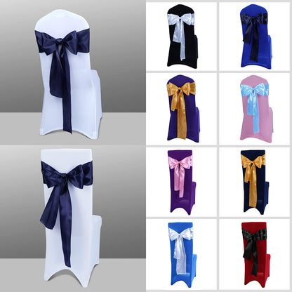 Satin Chair Sashes Ties - Babenest Upgraded 50 pcs Chair Ribbons Bows for Wedding Banquet Party Christmas Baby Shower Events Decoration (Navy Blue)