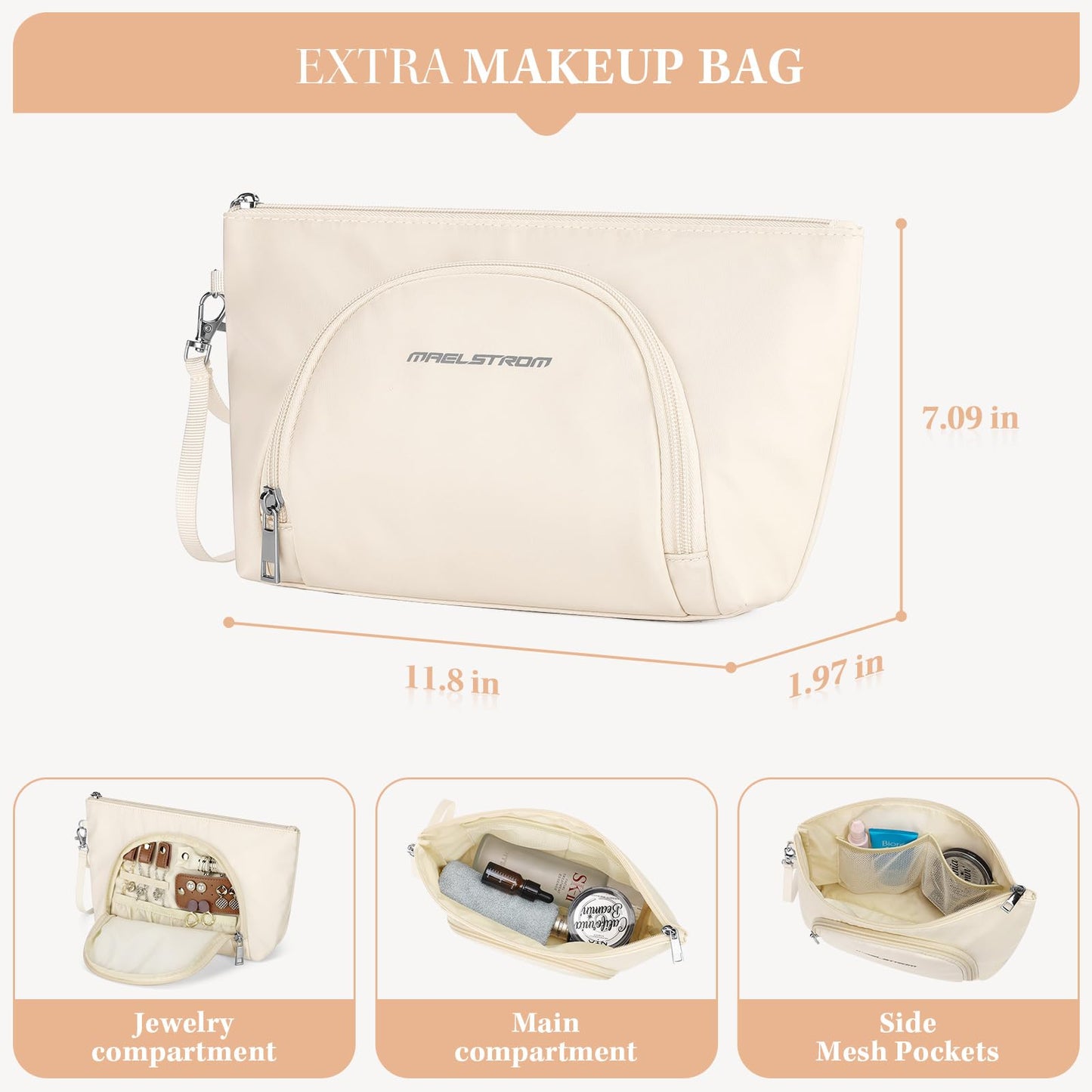 Maelstrom Gym Bag for Women,40L Travel Duffel Bag with Shoes Compartment and Wet Pocket,Waterproof Carry On Weekender Bag,Sport Gym Tote Bags Swimming Yoga, Hospital Holdalls-Beige