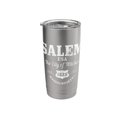 Salem Massachusetts Est. 1626 Witch Broom Halloween Vintage Stainless Steel Insulated Tumbler