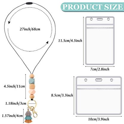 Outus 4 Pcs Teacher Lanyards with Badge Holders, Beaded ID Holder Lanyard for Teachers, Classroom Essentials for Teachers, Back to School Teacher Supplies, Staff Badge Key Holder