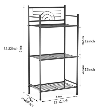 LEEDA 3-Tier Freestanding Multipurpose Storage Shelves Heavy Duty Metal Shelving Unit, Display Plants Flowers Bath Essentials, for Kitchen Bathroom Office, Black