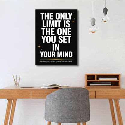 YSPCSUN Inspirational Wall Decor The Only Limit is Your Mind Positive Quotes Office Wall Art Canvas Print Framed Motivational Posters for Entrepreneurs Study Room Gym Fitness Decor, 24x18 Inch