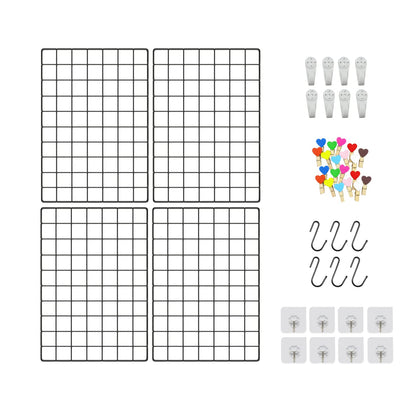 ZUOKEMY 4 Pieces Mounted Photo Grid Wall Grid Decorative Panels(black11.8 x15.7) for Living Room, Bedroom, Office, Study, Etc. Photo Memo Display Grid Panels