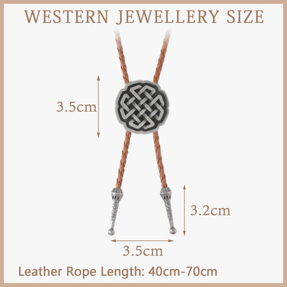 Ynlonghornb Cowboy Bolo Tie for Men and Women, Brown Leather Necktie, Native American Cowboy Accessories for Women (Silver Celtic Knot)