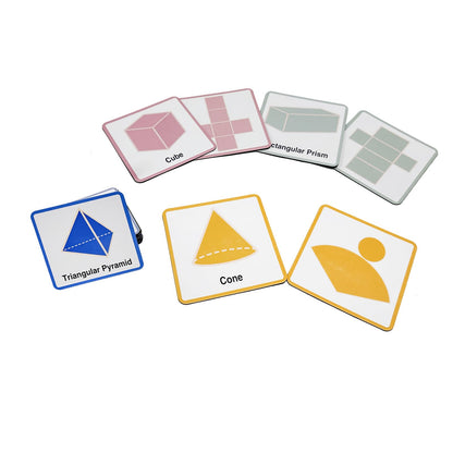 Jianwen Magnetic 3D Shapes & Nets Flash Cards 3"x3", Geometry Math Manipulatives, Educational Aids for Classroom and Home Use