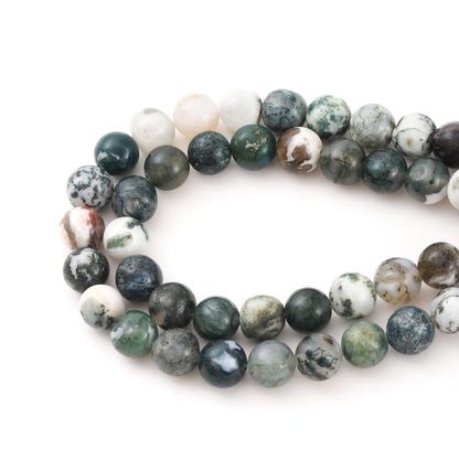 6mm 60pcs DIY Natural Tree Agate Stone Beads Round Healing Crystal Gemstone Loose Beads for Jewelry Making Handmade Bracelet Necklace