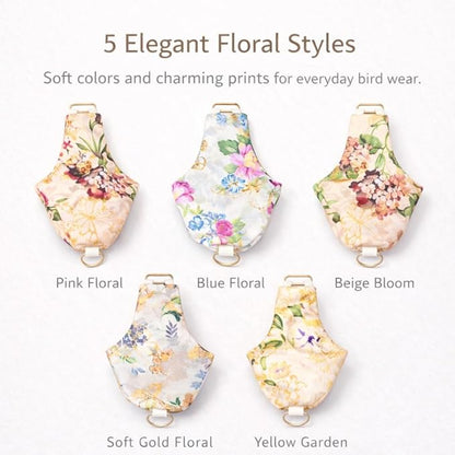 5PCS Bird Diaper Harness Set with Flight Leash and Disposable Liners, Reusable Bird Diapers for Parrots Conures Cockatiels Parakeets, Adjustable Bird Harness for Indoor Companion Birds(L)