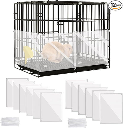 KEYIDE 12 Pcs Urine Guard for Rabbit, Guinea Pig, Ferret Transparent 12'' x 10'' Plastic Sided Liner Cage Accessories Prevent Scatter