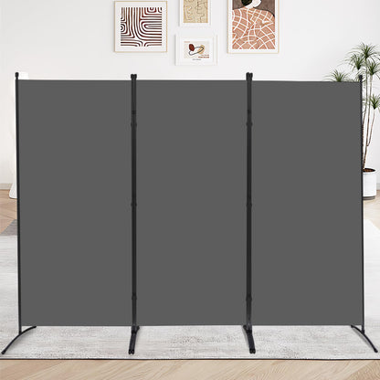 3 Panel Folding Room Divider, 102" Wx71.3 H Portable Wall Divider, Grey