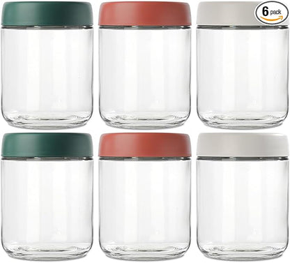 DIMBRAH Overnight Oats Containers with Lids, Mason Jars 16oz with Lids - Set Of 6, Practical Oatmeal Container to Go, Chia Seed Pudding Jars