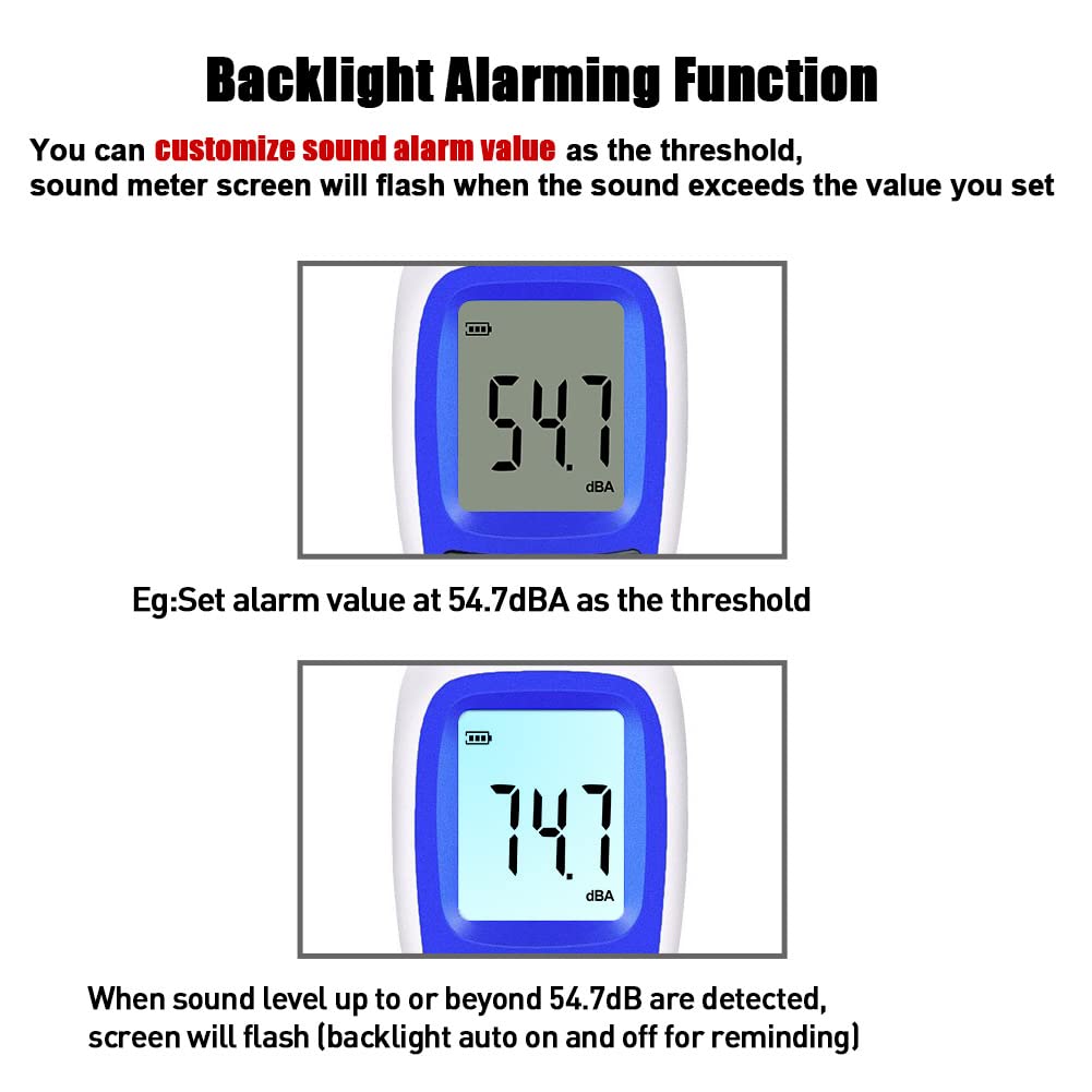 Decibel Sound Meter, Hand-Held Sound Level Meter 30dB to 13dB(A), Noise Meter Monitor with Backlight Alert, Noise Level Meter Tool for Home Office Job-site
