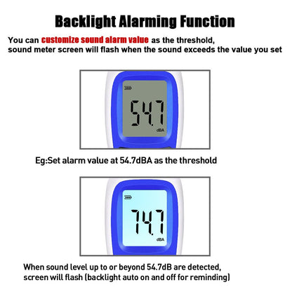 Decibel Sound Meter, Hand-Held Sound Level Meter 30dB to 13dB(A), Noise Meter Monitor with Backlight Alert, Noise Level Meter Tool for Home Office Job-site