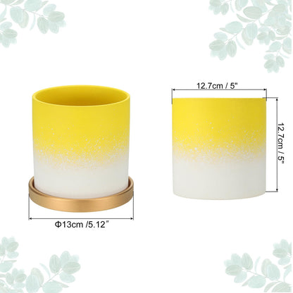 PATIKIL 5.12 Inch Ceramic Plant Pots, Modern Flower Planters Gradient with Drainage Holes for Decorate Home Indoor Plants Succulent Herb, Yellow