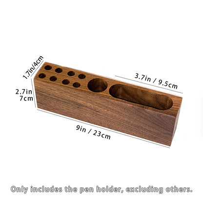 LiTY Pen Holder for Desk, Acacia Wooden Pencil Stand, Solid Wood Business Card Holder, Fountain Pen Organizer, Minimalist Aesthetic Office Stationery Desk Decor