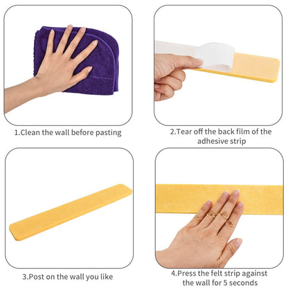 Vuzvuv 8 pcs Bulletin Board Bar Strips with 50 Pushpins，Self Adhesive Cork Board for Wall，Felt Pin Board for School，Office Decor(Yellow White)