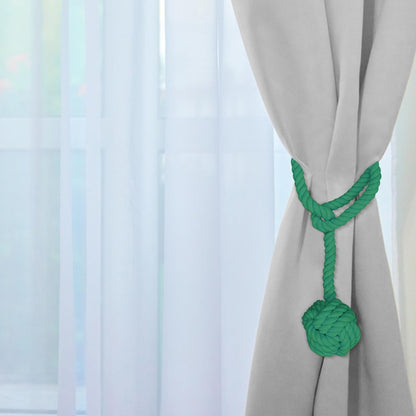 Ushomin Curtain Tiebacks, 2 Packs Heavy Duty Tiebacks, Indoor/Outdoor Decorative Tie Knot Curtain Holdbacks (Green)