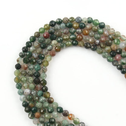 Song Xi 180pcs 2mm Natural Indian Agate Gemstone Beads Faceted Round Loose Stone Beads for Jewelry Making